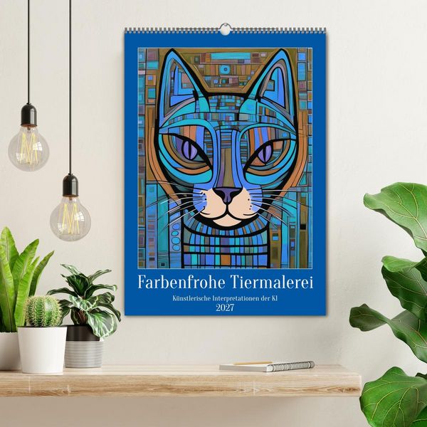 Produktbild: Farbenfrohe Tiermalerei (Wandkalender 2027 DIN A2 hoch), CALVENDO Monatskalender