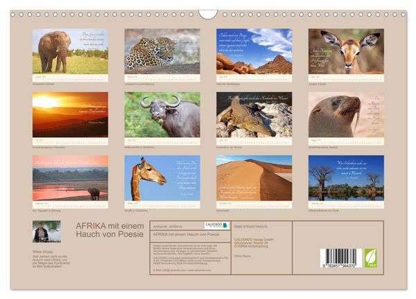 Produktbild: AFRIKA mit einem Hauch von Poesie (Wandkalender 2026 DIN A3 quer), CALVENDO Monatskalender