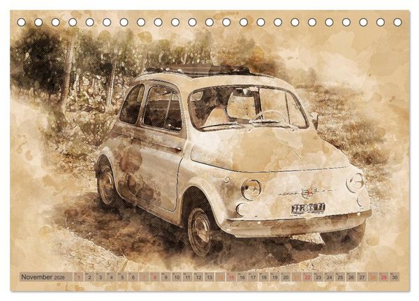 Produktbild: Kult-Autos, Nuova 500 (Tischkalender 2026 DIN A5 quer), CALVENDO Monatskalender