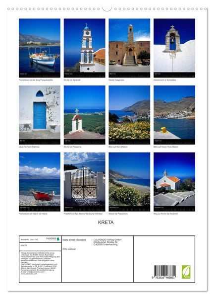 Produktbild: KRETA (hochwertiger Premium Wandkalender 2026 DIN A2 hoch), Kunstdruck in Hochglanz