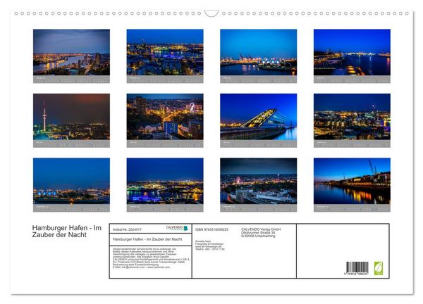 Produktbild: Hamburger Hafen - Im Zauber der Nacht (Wandkalender 2026 DIN A2 quer), CALVENDO Monatskalender