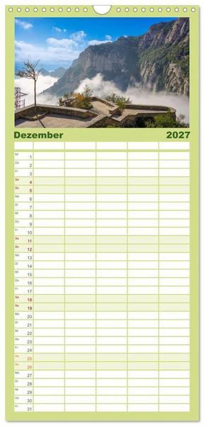 Produktbild: Familienplaner 2027 - Montserrat Wanderung mit 5 Spalten (Wandkalender, 21 x 45 cm) CALVENDO