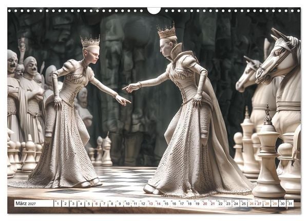 Produktbild: Schach &ndash; Wenn Schachfiguren Charakter zeigen (Wandkalender 2027 DIN A3 quer), CALVENDO Monatskalender