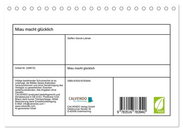 Produktbild: Miau macht gl&uuml;cklich (Tischkalender 2027 DIN A5 quer), CALVENDO Monatskalender