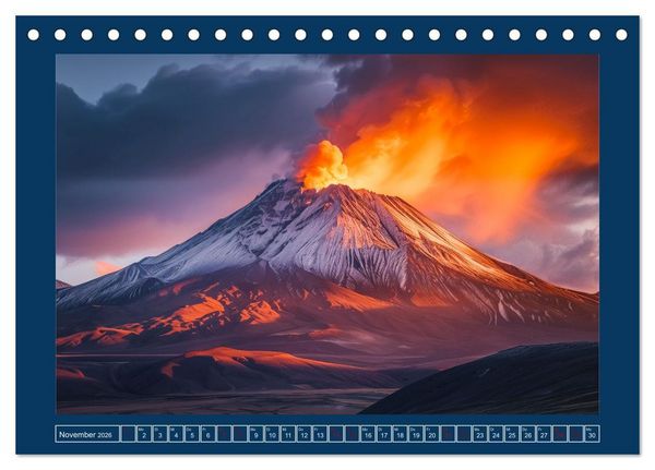 Produktbild: Lebendige Feuerberge - Fantastisch durch eine KI in Szene gesetzt (Tischkalender 2026 DIN A5 quer), CALVENDO Monatskalender