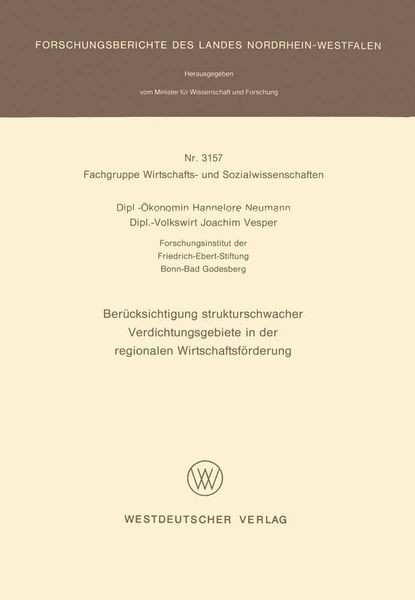 Produktbild: Ber&uuml;cksichtigung strukturschwacher Verdichtungsgebiete in der regionalen Wirtschaftsf&ouml;rderung