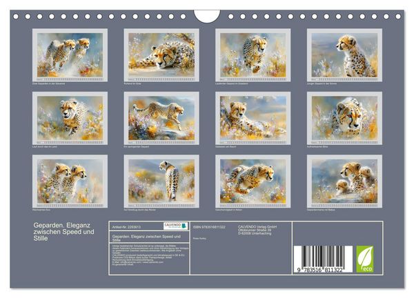 Produktbild: Geparden. Eleganz zwischen Speed und Stille (Wandkalender 2027 DIN A4 quer), CALVENDO Monatskalender
