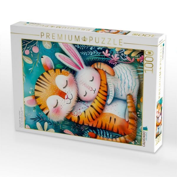 Produktbild: CALVENDO Puzzle Freundschaft - Tiger und Hase | 1000 Teile Lege-Gr&ouml;&szlig;e 64x48cm Foto-Puzzle f&uuml;r gl&uuml;ckliche Stunden