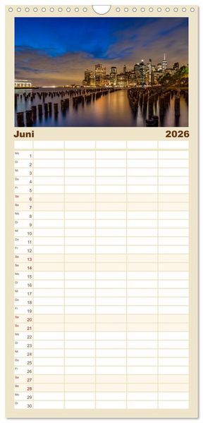 Produktbild: Familienplaner 2026 - NEW YORK CITY Urbane Magie mit 5 Spalten (Wandkalender, 21 x 45 cm) CALVENDO