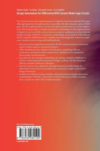 Produktbild: Design Automation for Differential MOS Current-Mode Logic Circuits