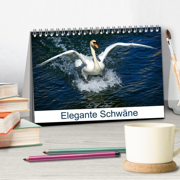 Produktbild: Elegante Schw&auml;ne (Tischkalender 2026 DIN A5 quer), CALVENDO Monatskalender