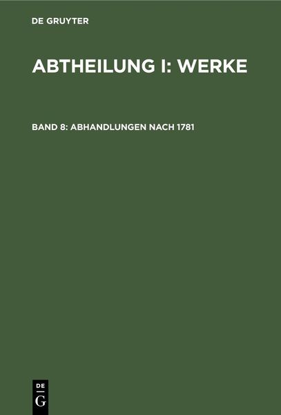 Produktbild: Abhandlungen nach 1781