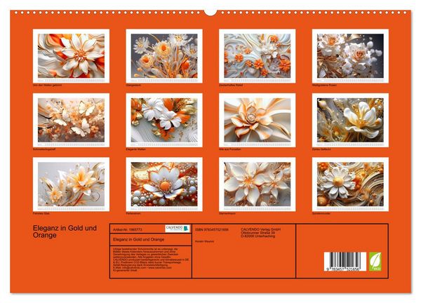 Produktbild: Eleganz in Gold und Orange (hochwertiger Premium Wandkalender 2026 DIN A2 quer), Kunstdruck in Hochglanz
