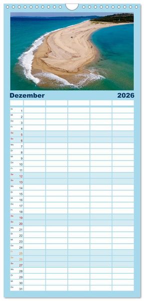 Produktbild: Familienplaner 2026 - Traumstr&auml;nde Griechenlands mit 5 Spalten (Wandkalender, 21 x 45 cm) CALVENDO