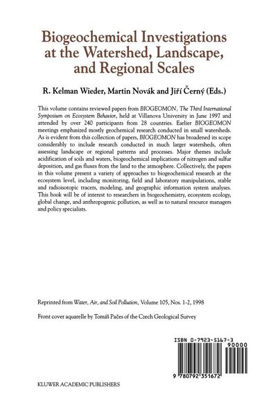 Produktbild: Biogeochemical Investigations at Watershed, Landscape, and Regional Scales