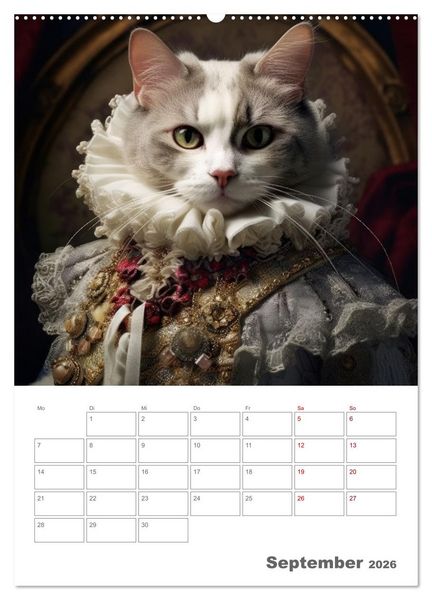Produktbild: Royale Katzen Portraits (Wandkalender 2026 DIN A2 hoch), CALVENDO Monatskalender
