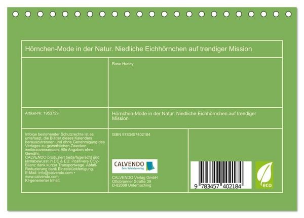 Produktbild: H&ouml;rnchen-Mode in der Natur. Niedliche Eichh&ouml;rnchen auf trendiger Mission (Tischkalender 2026 DIN A5 quer), CALVENDO Monatskalender