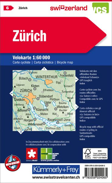 Produktbild: K&uuml;mmerly+Frey Velokarte 6 Z&uuml;rich 1:60.000