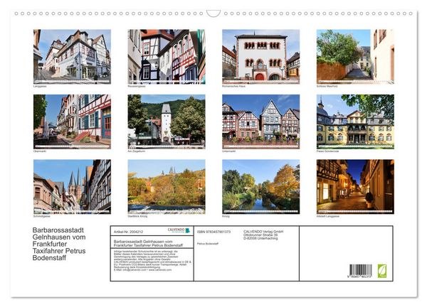 Produktbild: Barbarossastadt Gelnhausen vom Frankfurter Taxifahrer Petrus Bodenstaff (Wandkalender 2026 DIN A2 quer), CALVENDO Monatskalender