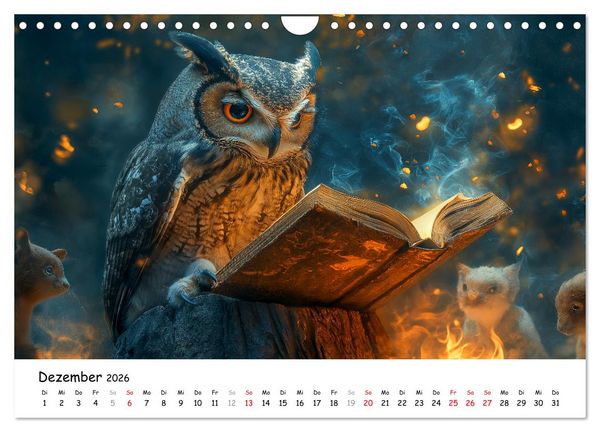 Produktbild: Eulen im Wald - Die geheimen Jobs und Aufgaben (Wandkalender 2026 DIN A4 quer), CALVENDO Monatskalender