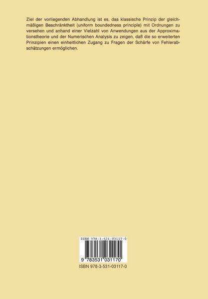 Produktbild: Quantitative Prinzipien gleichm&auml;&szlig;iger Beschr&auml;nktheit und Sch&auml;rfe von Fehlerabsch&auml;tzungen