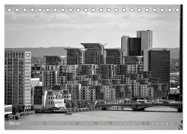Produktbild: London in Schwarz-Wei&szlig; (Tischkalender 2026 DIN A5 quer), CALVENDO Monatskalender