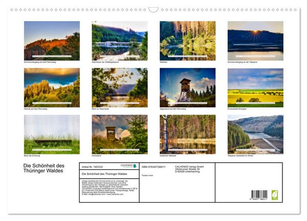 Produktbild: Die Sch&ouml;nheit des Th&uuml;ringer Waldes (Wandkalender 2026 DIN A2 quer), CALVENDO Monatskalender
