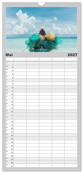Produktbild: Familienplaner 2027 - Netzpoesie: Ein Jahr in Farben mit 5 Spalten (Wandkalender, 21 x 45 cm) CALVENDO