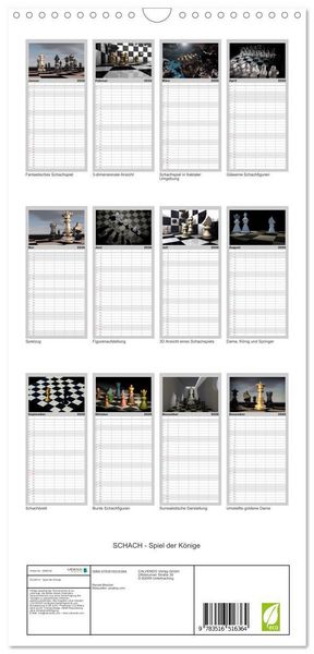 Produktbild: Familienplaner 2026 - SCHACH - Spiel der K&ouml;nige mit 5 Spalten (Wandkalender, 21 x 45 cm) CALVENDO