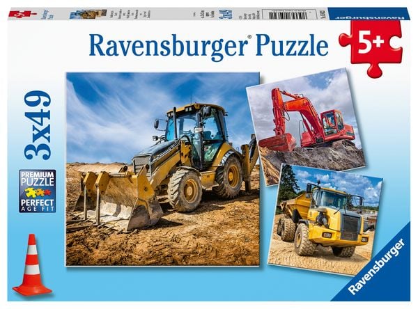 Puzzle Ravensburger Baufahrzeuge im Einsatz 3 X 49 Teile