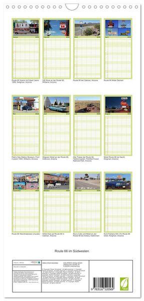 Produktbild: Familienplaner 2026 - Route 66 im S&uuml;dwesten mit 5 Spalten (Wandkalender, 21 x 45 cm) CALVENDO