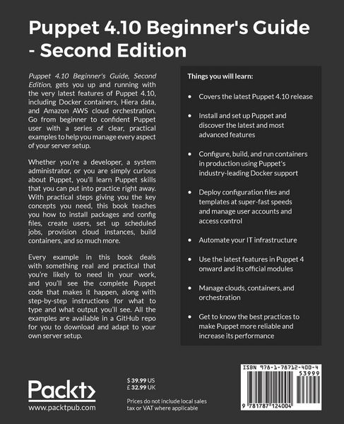 Produktbild: Puppet 4.10 Beginner's Guide, Second Edition