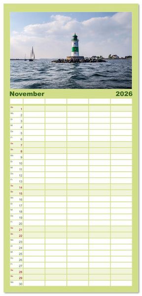 Produktbild: Familienplaner 2026 - Die Schlei - Segelrevier und Naherholungsgebiet mit 5 Spalten (Wandkalender, 21 x 45 cm) CALVENDO