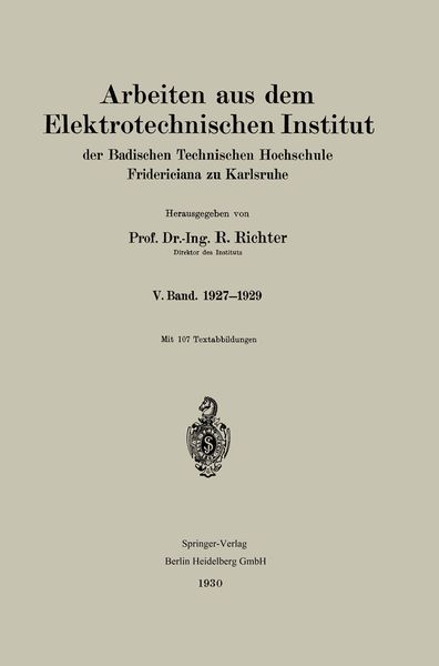 Produktbild: Arbeiten aus dem Elektrotechnischen Institut der Badischen Technischen Hochschule Fridericiana zu Karlsruhe