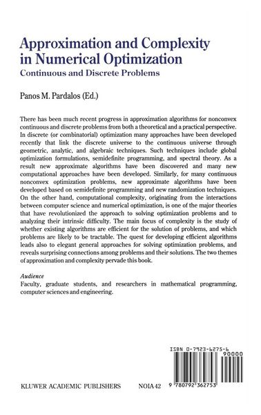 Produktbild: Approximation and Complexity in Numerical Optimization