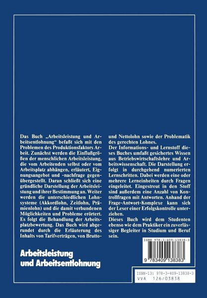 Produktbild: Arbeitsleistung und Arbeitsentlohnung