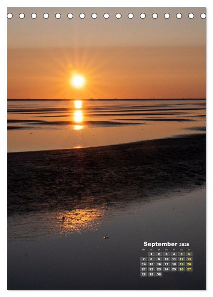 Produktbild: Westerhever - Wattwanderung in den Sonnenuntergang (Tischkalender 2026 DIN A5 hoch), CALVENDO Monatskalender