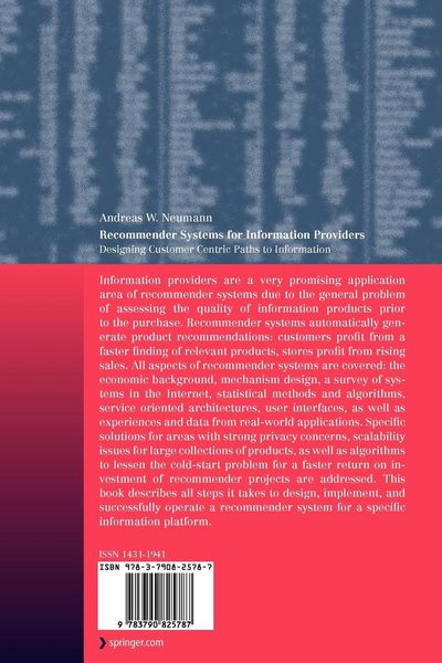 Produktbild: Recommender Systems for Information Providers