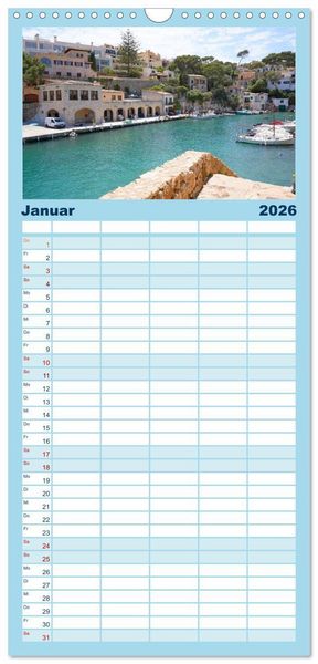 Produktbild: Familienplaner 2026 - Cala Figuera - Mallorcas Traumbucht mit 5 Spalten (Wandkalender, 21 x 45 cm) CALVENDO