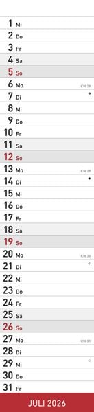 Produktbild: Streifenplaner ROT 2026 - Streifenkalender - Wandplaner - Küchen-Kalender - 11,3x49,5