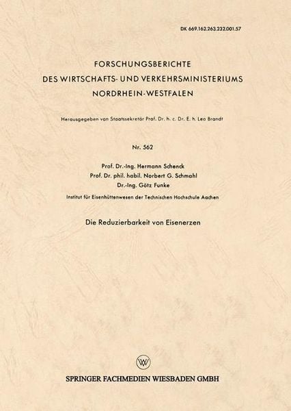 Produktbild: Die Reduzierbarkeit von Eisenerzen