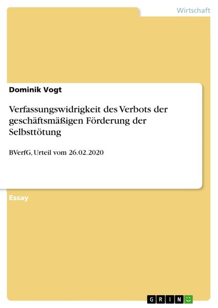 Produktbild: Verfassungswidrigkeit des Verbots der gesch&auml;ftsm&auml;&szlig;igen F&ouml;rderung der Selbstt&ouml;tung
