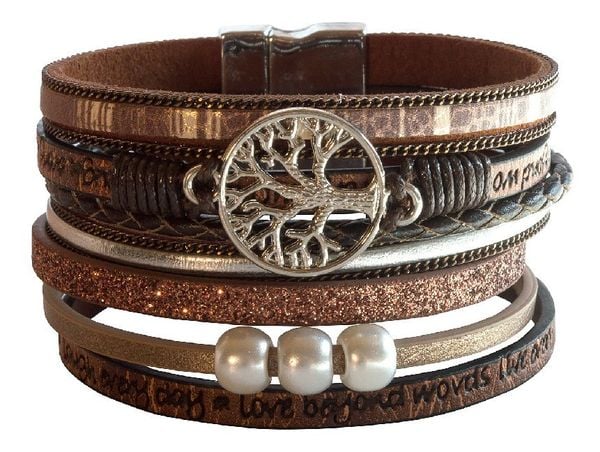 Produktbild: Armband "Baum des Lebens" Kunstleder braun, Metall silberfarben