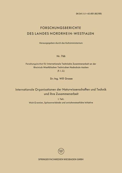 Produktbild: Internationale Organisationen der Naturwissenschaften und Technik und ihre Zusammenarbeit