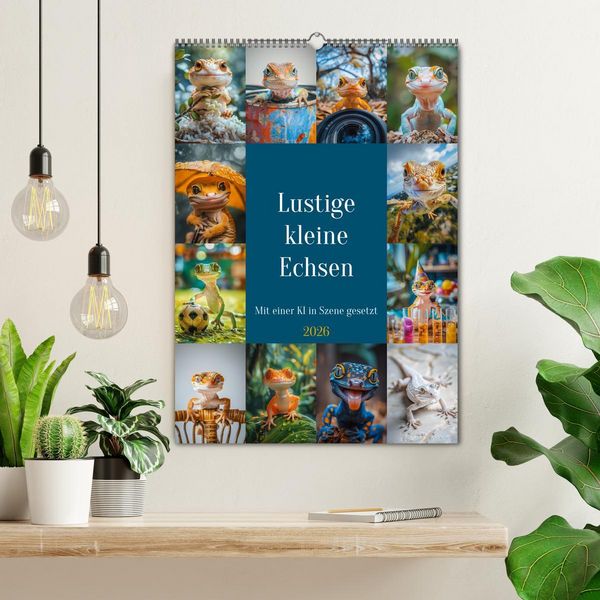Produktbild: Lustige kleine Echsen (Wandkalender 2026 DIN A2 hoch), CALVENDO Monatskalender