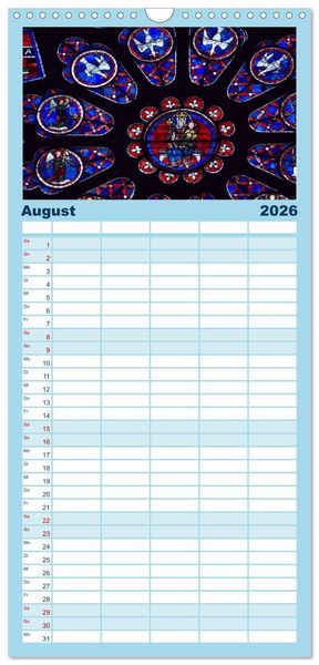 Produktbild: Familienplaner 2026 - Bilder aus Licht - Notre Dame de Chartres mit 5 Spalten (Wandkalender, 21 x 45 cm) CALVENDO