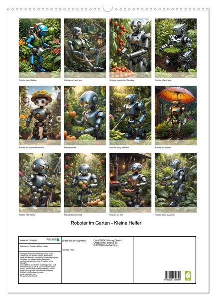 Produktbild: Roboter im Garten - Kleine Helfer (Wandkalender 2026 DIN A2 hoch), CALVENDO Monatskalender