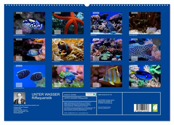 Produktbild: UNTER WASSER Riffaquaristik (hochwertiger Premium Wandkalender 2026 DIN A2 quer), Kunstdruck in Hochglanz
