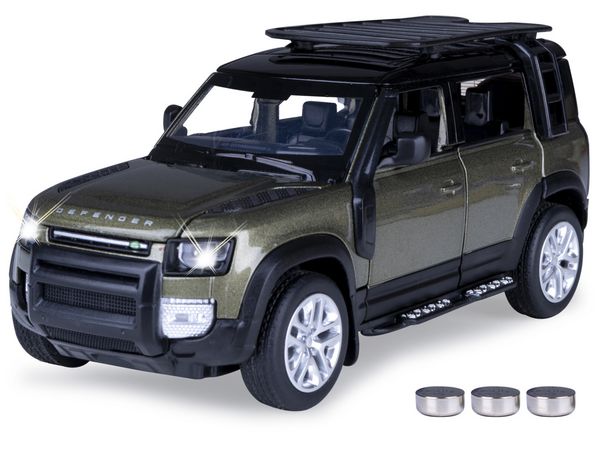 Produktbild: Land Rover Defender 110 Diecast 1:32 gr&uuml;n inkl. Knopfzellen