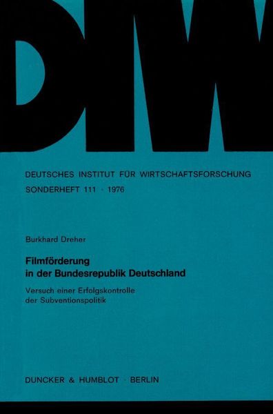 Produktbild: Filmf&ouml;rderung in der Bundesrepublik Deutschland.